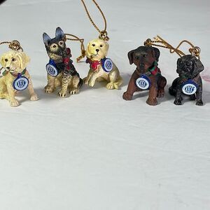 Lot of 5 American Kennel Club  tiny dog ornaments.